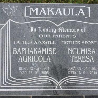 MAKAULA Baphakamise Agricola 1954-2006 &amp; Ncumisa Teresa 1960-2014