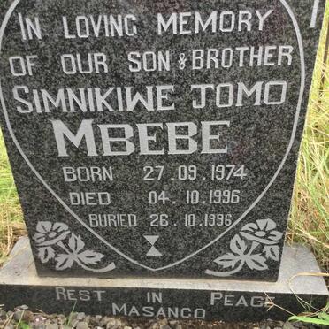 MBEBE Simnikiwe Jomo 1974-1996
