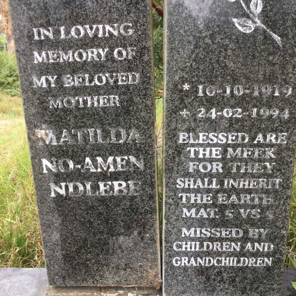 NDLEBE Matilda No-Amen 1919-1994
