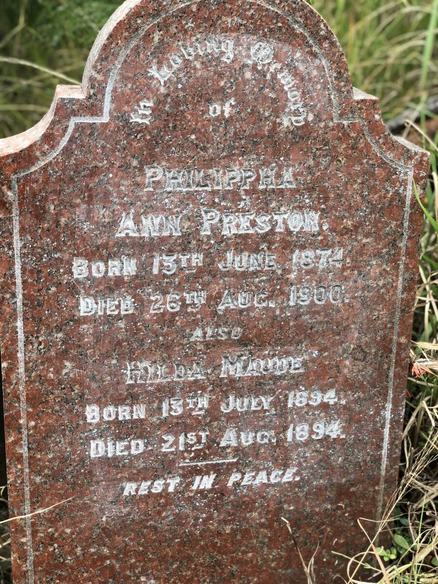 PRESTON Philippha Ann 1874-1900 :: PRESTON Hilda Maude 1894-1894