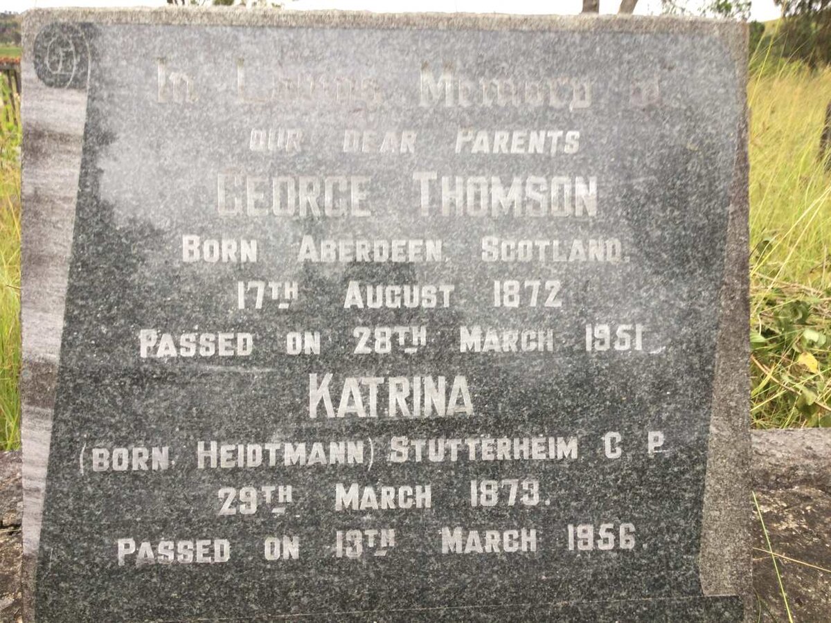 THOMSON George 1872-1951 &amp; Katrina HEIDTMANN 1873-1956