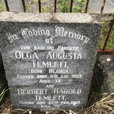 TEMLETT Herbert Harold -1963 &amp; Olga Augusta BLANCK -1962