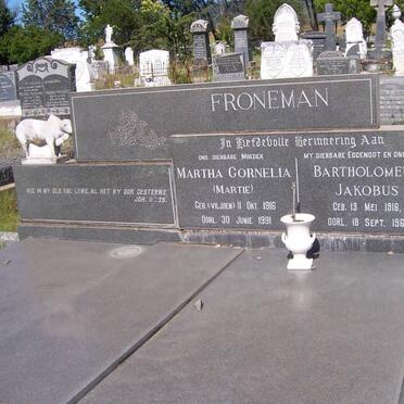 FRONEMAN Bartholomeus Jakobus 1916-1963 &amp; Martha Cornelia 1916-1991