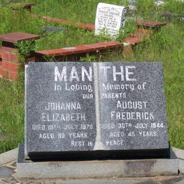 MANTHE August Frederick -1944 &amp; Johanna Elizabeth -1970