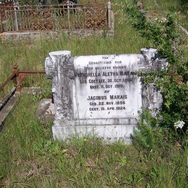 MARAIS Jacobus 1856-1924 &amp; Petronella Aletha COETZEE 1862-1919