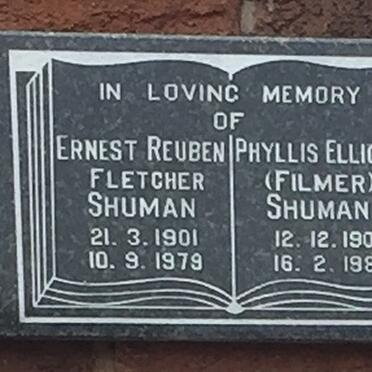 SHUMAN Ernest Reuben Fletcher 1901-1979 &amp; Phyllis Elliot FILMER 1907-1981