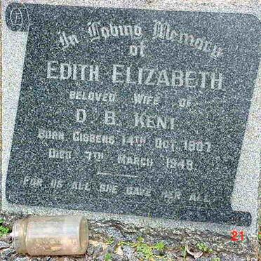 KENT Edith Elizabeth nee GIBBENS 1907-1949