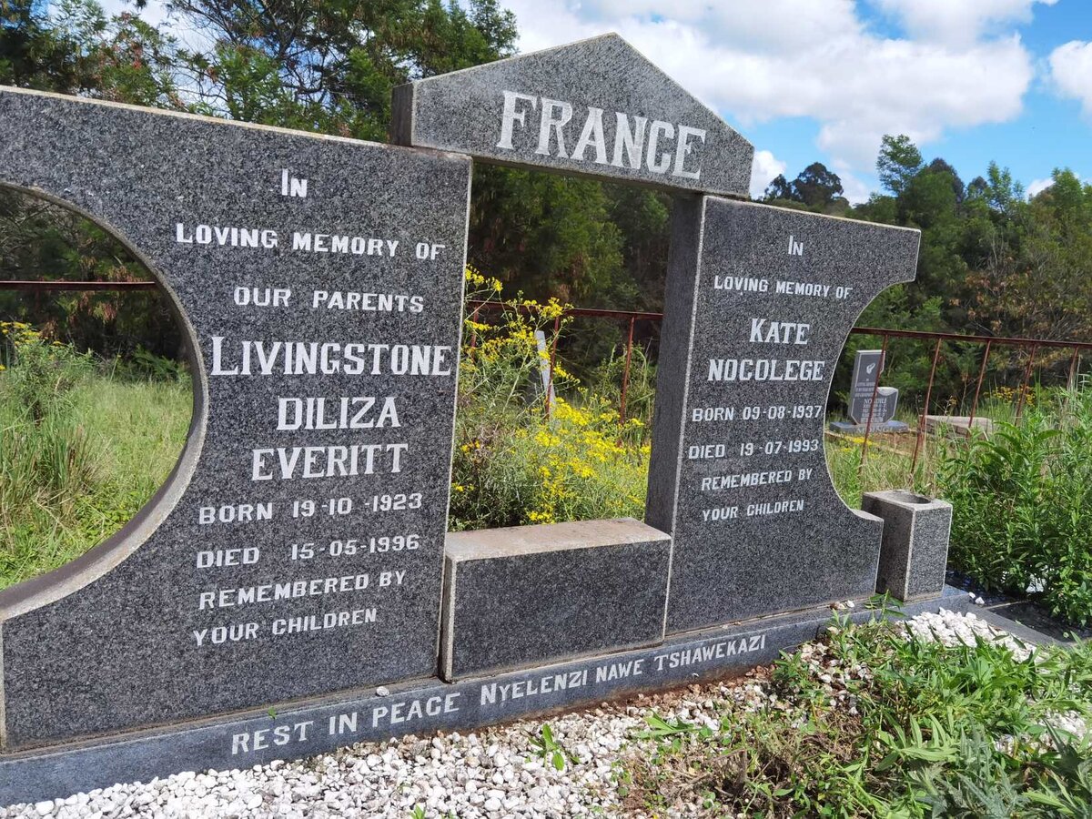 FRANCE Livingstone Diliza Everitt 1923-1996 &amp; Kate Nocolege 1937-1993