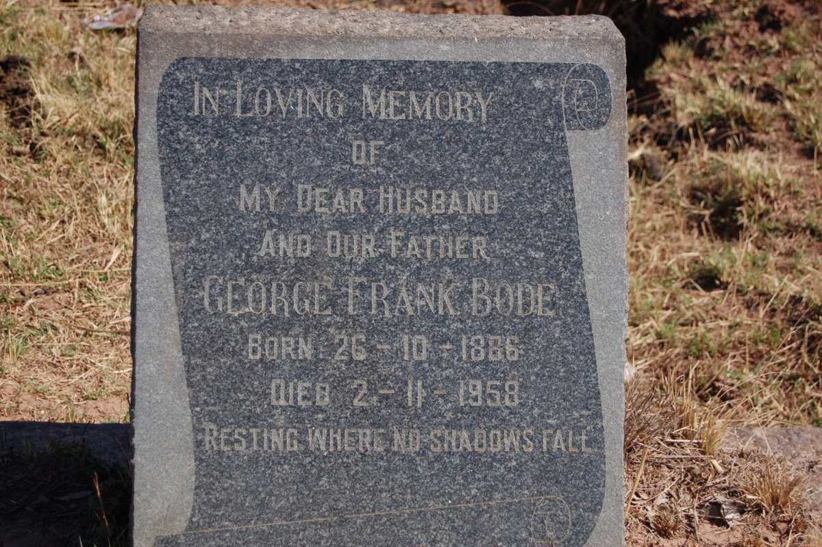 BODE George Frank 1886-1958