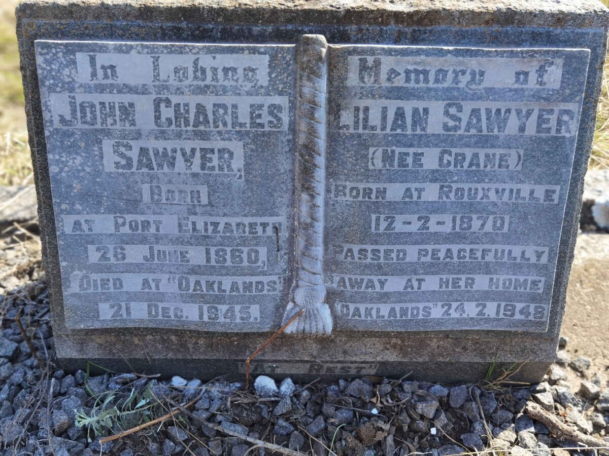 SAWYER John Charles 1860-1945 &amp; Lilian CRANE 1870-1948