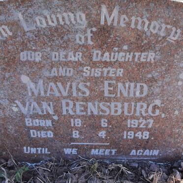 RENSBURG Mavis Enid, van 1927-1948