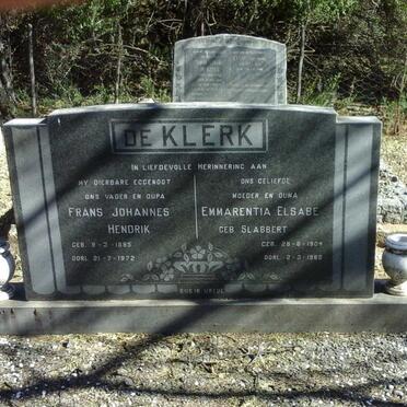 KLERK Frans Johannes Hendrik, de 1895-1972 &amp; Emmarentia Elsabe SLABBERT 1904-1982