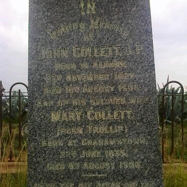 COLLETT John 1826-1908 &amp; Mary TROLLIP 1835-1906
