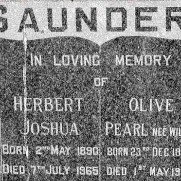 SAUNDERS Herbert Joshua 1890-1965 &amp; Olive Pearl WILMOT 1906-1989