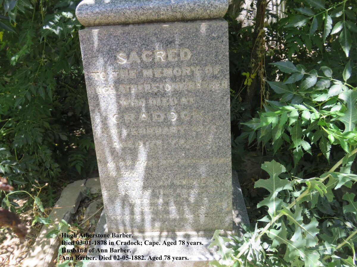 BARBER Hugh Atherstone -1878