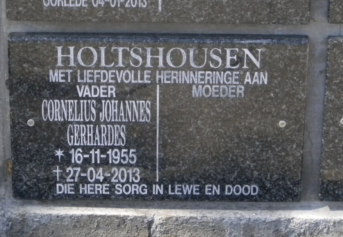 HOLTSHOUSEN Cornelius Johannes Gerhardes 1955-2013