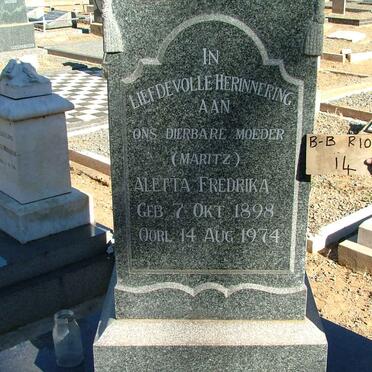 MOOLMAN Aletta Fredrika nee MARITZ 1898-1974