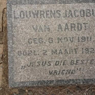 AARDT Louwrens Jacobus, van 1911-1929