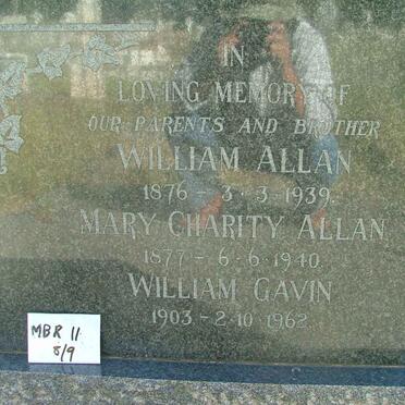 ALLAN William 1876-1939 &amp; Mary Charity 1903 -1940 :: ALLAN William Gavin 1903-1962