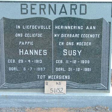 BERNARD Hannes 1913-1987 &amp; Susy 1909-1981