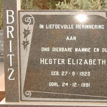BRITZ Hester Elizabeth 1925-1991