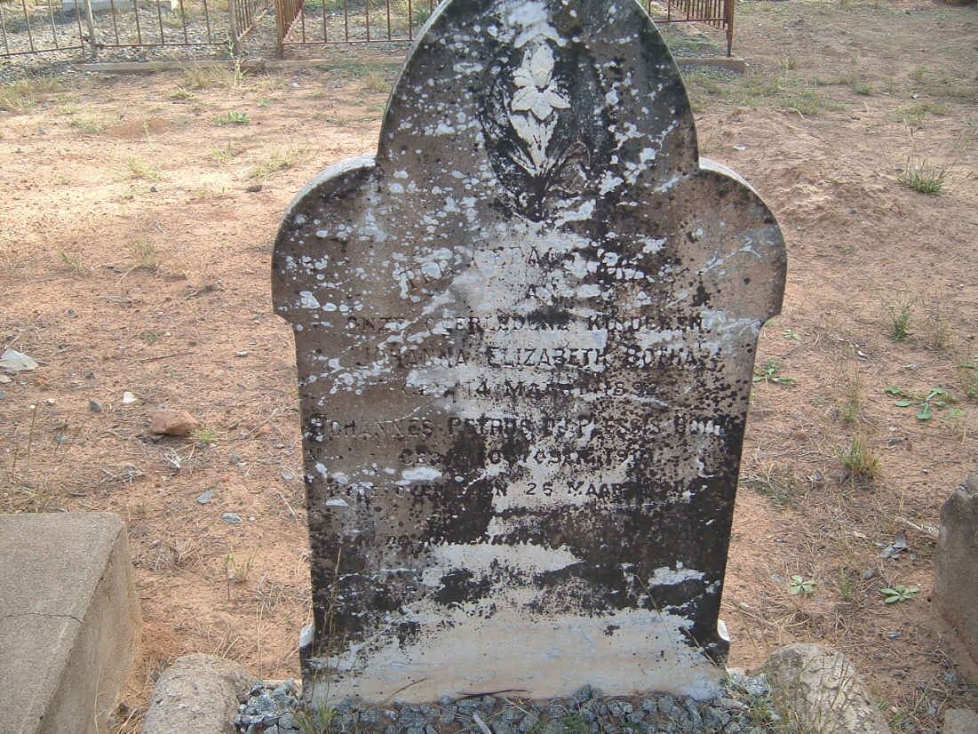 BOTHA Johanna Elizabeth 1892- :: BOTHA Johannes Petrus du Plessis 19??-19??