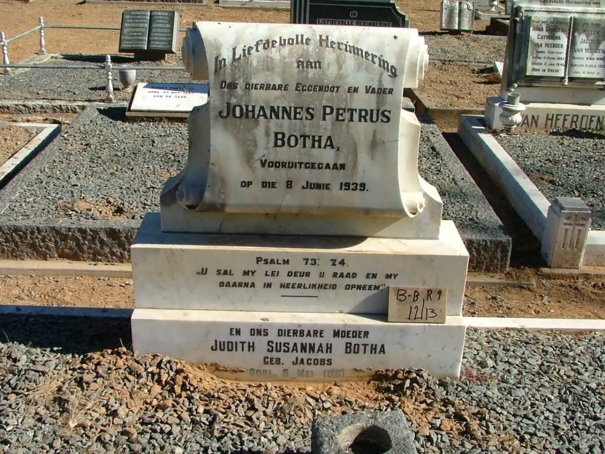BOTHA Johannes Petrus -1939 &amp; Judith Susanna JACOBS -19?1