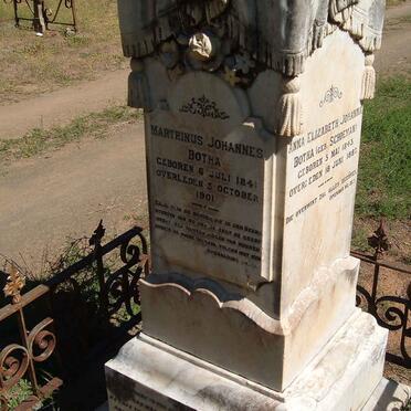 BOTHA Marthinus Johannes 1841-1901 &amp; Anna Elizabeth Johanna SCHOEMAN 1843-1887