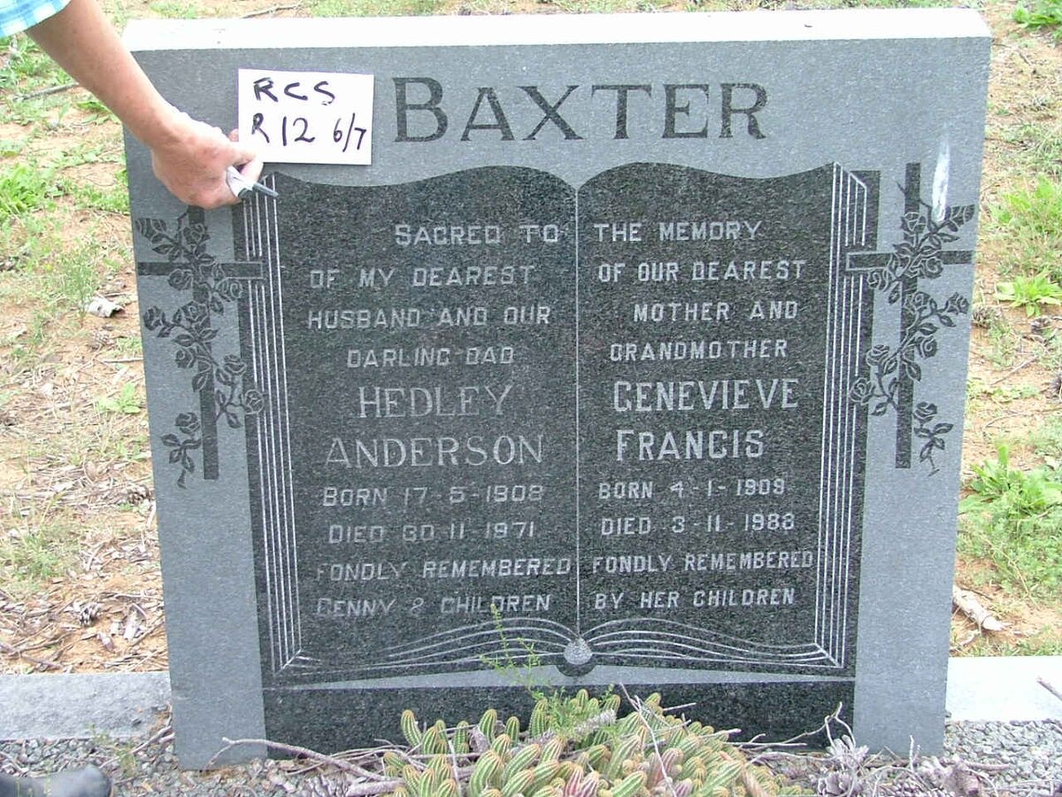 BAXTER Hedley Anderson 1908-1971 &amp; Genevieve Francis 1909-1988