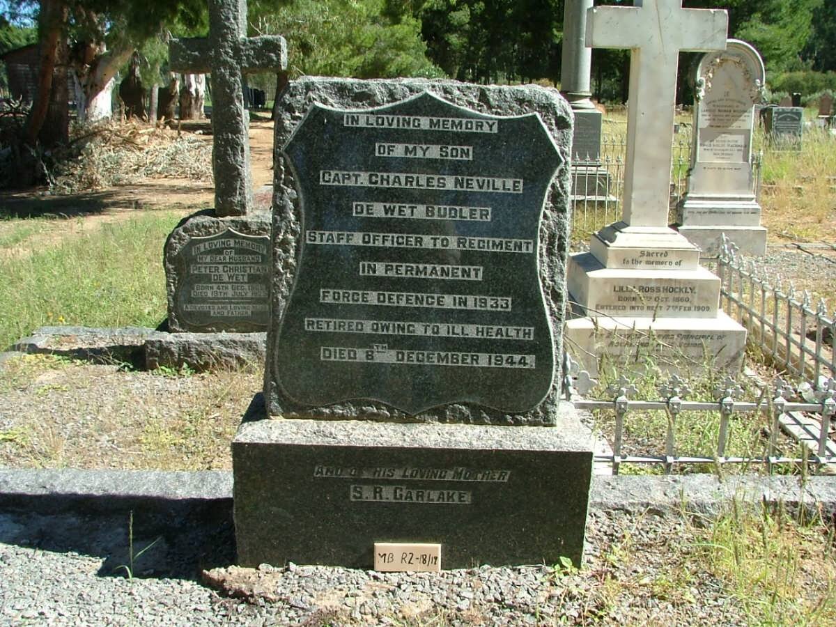 BUDLER Charles Neville de Wet -1944 :: GARLAKE S.R. 