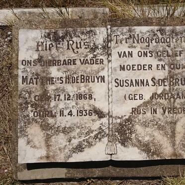 BRUYN Mattheus H., de 1868-1936 &amp; Susanna S. JORDAAN