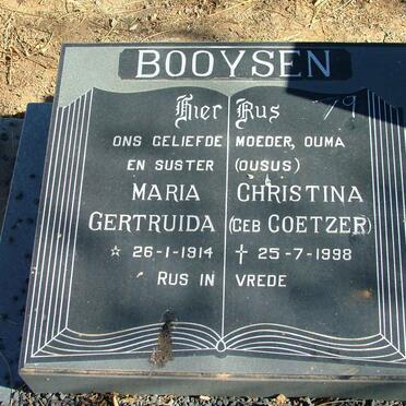 BOOYSEN Maria Christina Gertuida nee COETZER 1914-1998