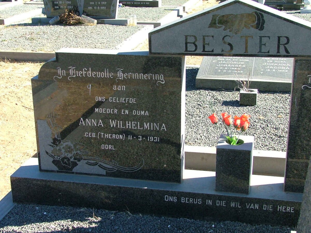 BESTER Anna Wilhelmina nee THERON 1931-