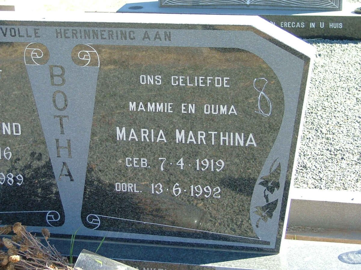 BOTHA Maria Marthina 1919-1992