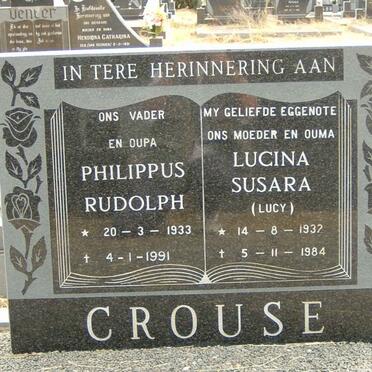 CROUSE Philippus Rudolph 1933-1991 &amp; Lucina Susara 1932-1984