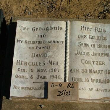 COETZER Jacob Jeremia 1916-1950 :: NEL David Hercules 1907-1940