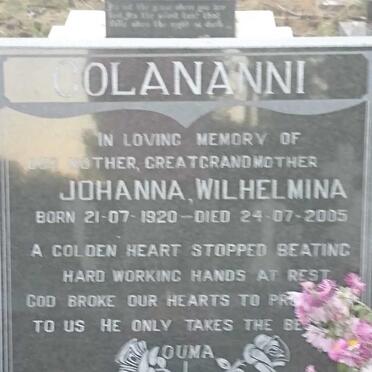 COLANANNI Johanna Wilhelmina 1920-2005