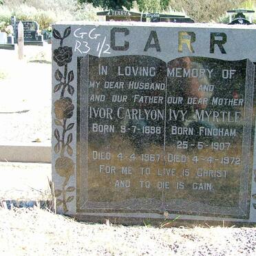 CARR Ivor Carlyon 1898-1967 &amp; Ivy Myrtle FINCHAM 1907-1972