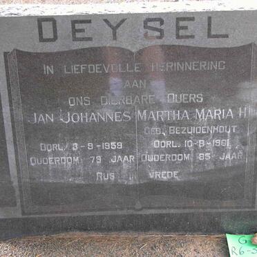 DEYSEL Jan Johannes -1959 &amp; Martha Maria H. BEZUIDENHOUT -1961