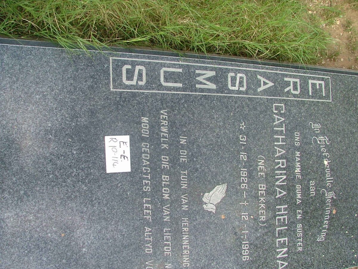 ERASMUS Catharina Helena nee BEKKER 1926-1996