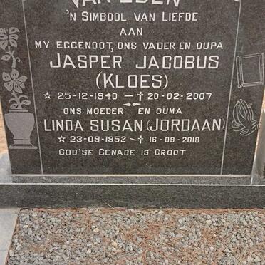 EDEN Jasper Jacobus, van 1940-2007 &amp; Linda Susan JORDAAN 1952-2018