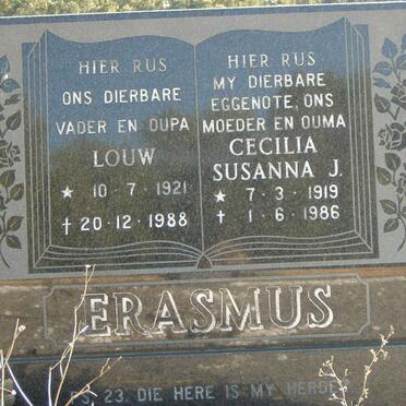 ERASMUS Louw 1921-1988 &amp; Cecilia Susanna J. 1919-1986