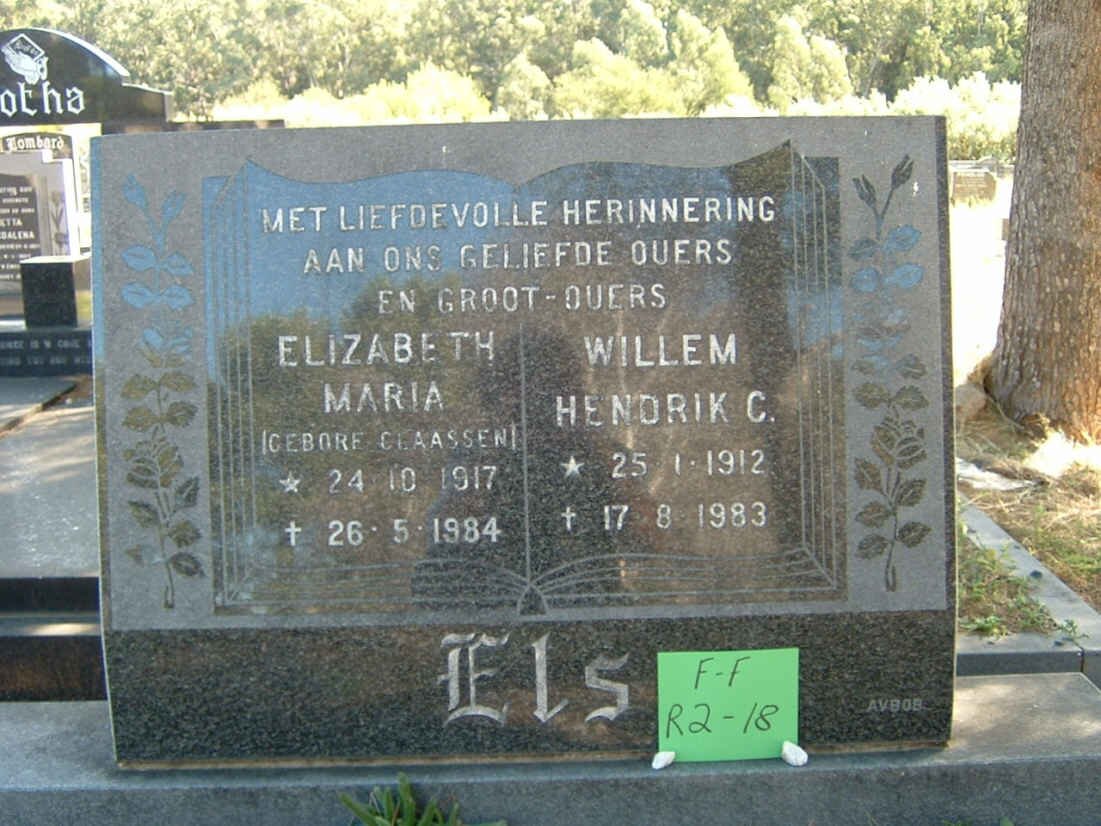 ELS Willem Hendrik C. 1912-1983 &amp; Elizabeth Maria CLAASSEN 1917-1984