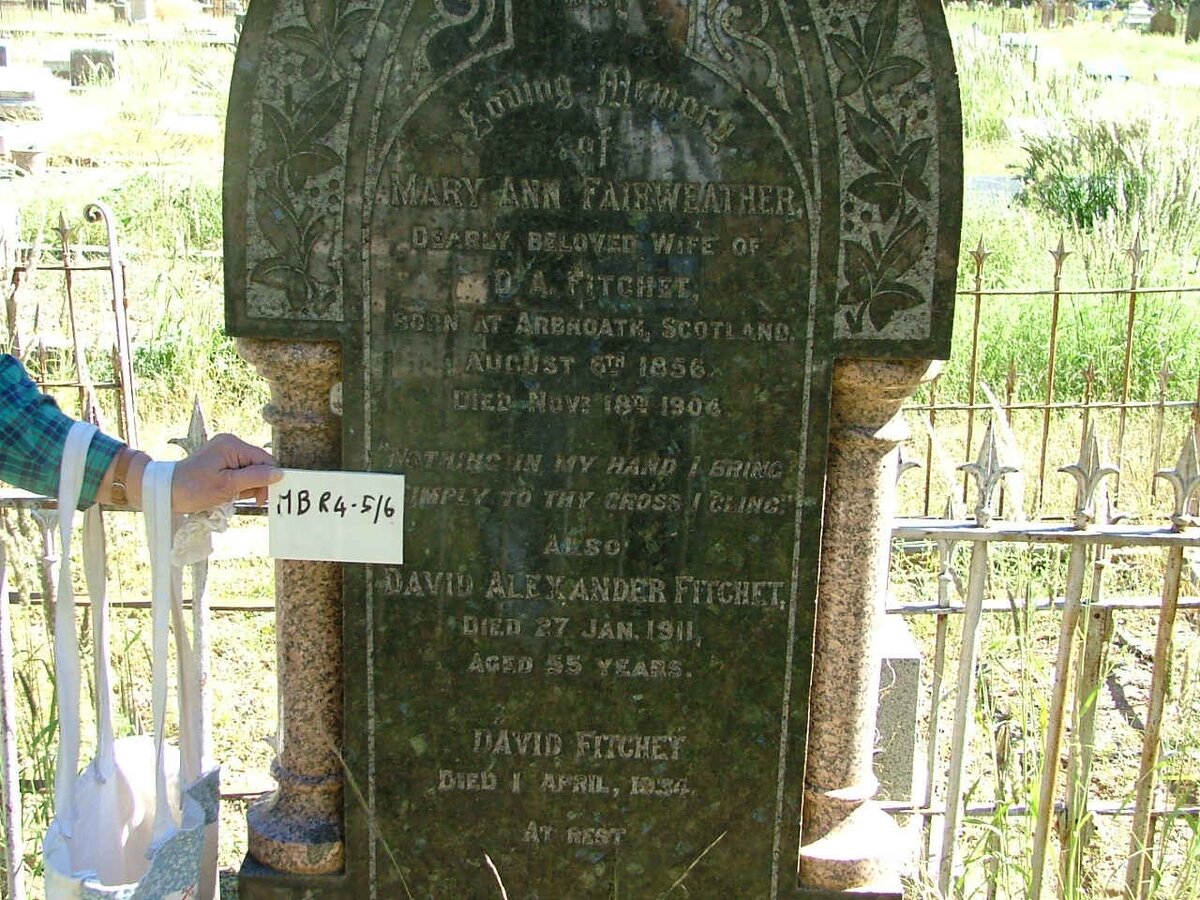 FITCHET David Alexander -1911 &amp; Mary Ann FAIRWEATHER 1856-1904 :: FITCHET David -1934