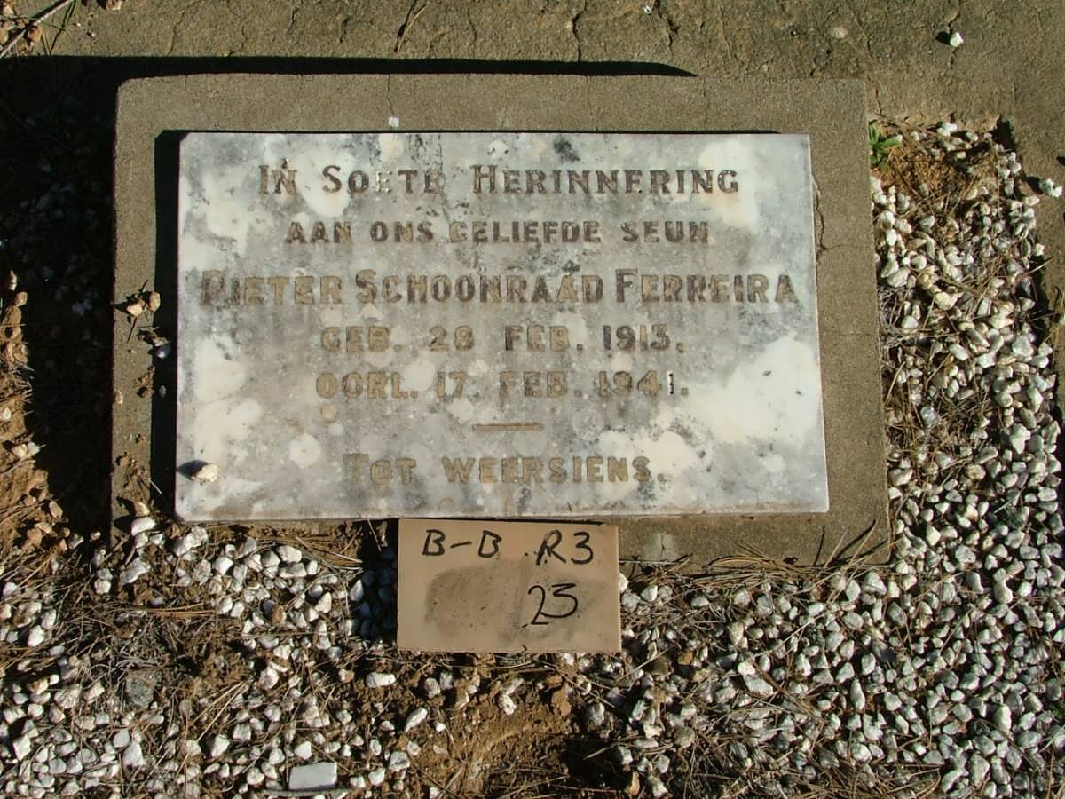 FERREIRA Pieter Schoonraad 1913-1941