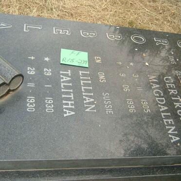 GROBBELAAR Gertruida Magdalena 1905-1996 :: GROBBELAAR Lillian Talitha 1930-1930