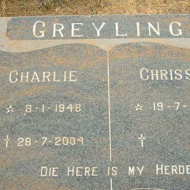 GREYLING Charlie 1948-2004 &amp; Chrissie 1941-