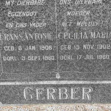 GERBER Frans Antonie 1906-1960 &amp; Cecilia Maria MULDER 1902-1980