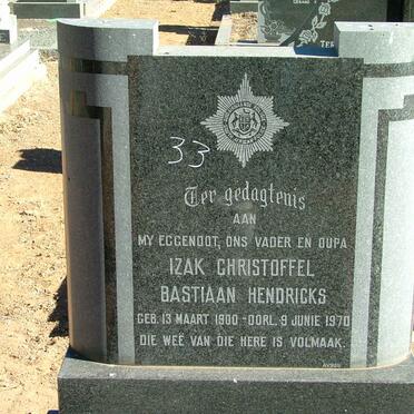 HENDRICKS Isak Christoffel Bastiaan 1900-1970