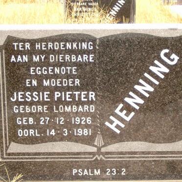 HENNING Jessie Pieter nee LOMBARD 1926-1981